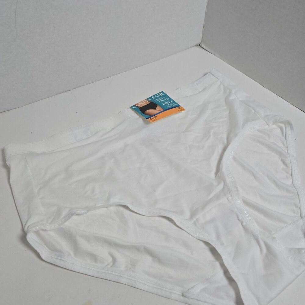 Vanity Fair Underwear Womens 7 L White High Cut Brief Stretch 13463 1 Pair NWT